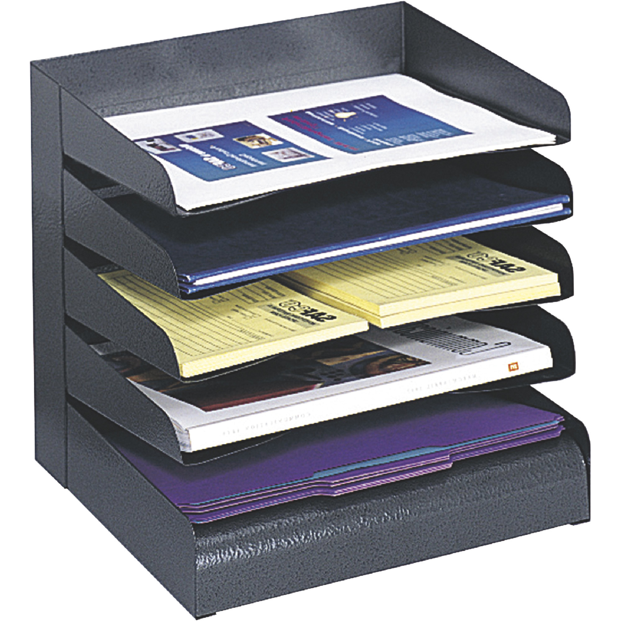 Safco Steel 5-Tray Desk Sorter, Black, Model# 3127BL
